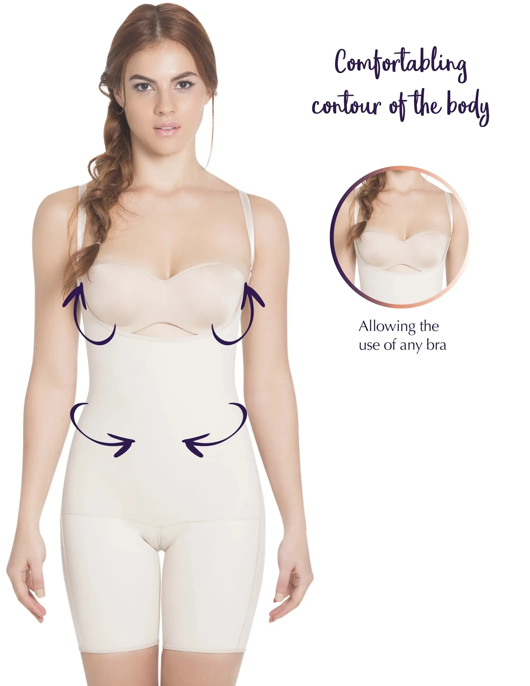 Siluet E6007 Mid-Thigh Full Body Shaper for Women – Adjustable Straps and Firm Compression