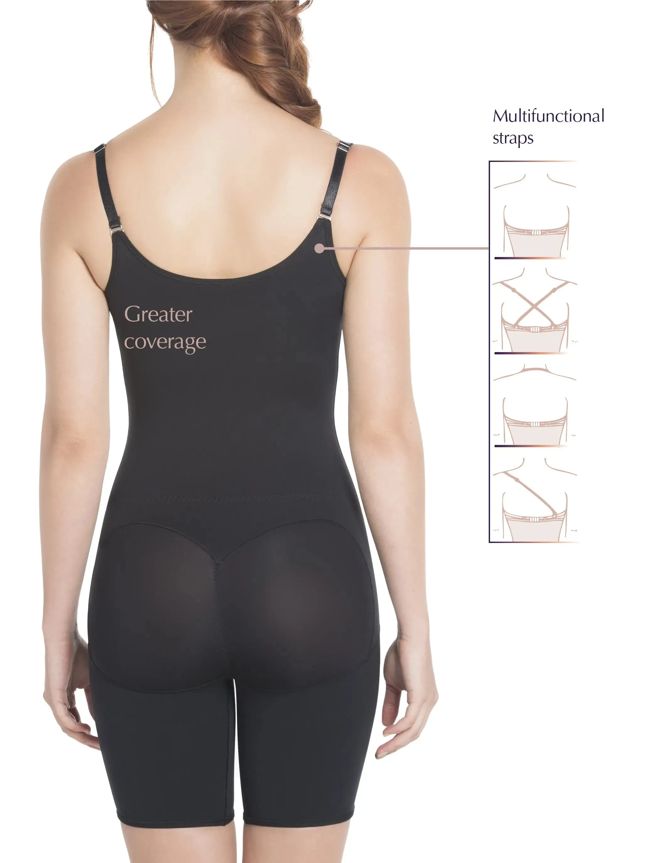 Siluet E6007 Mid-Thigh Full Body Shaper for Women – Adjustable Straps and Firm Compression