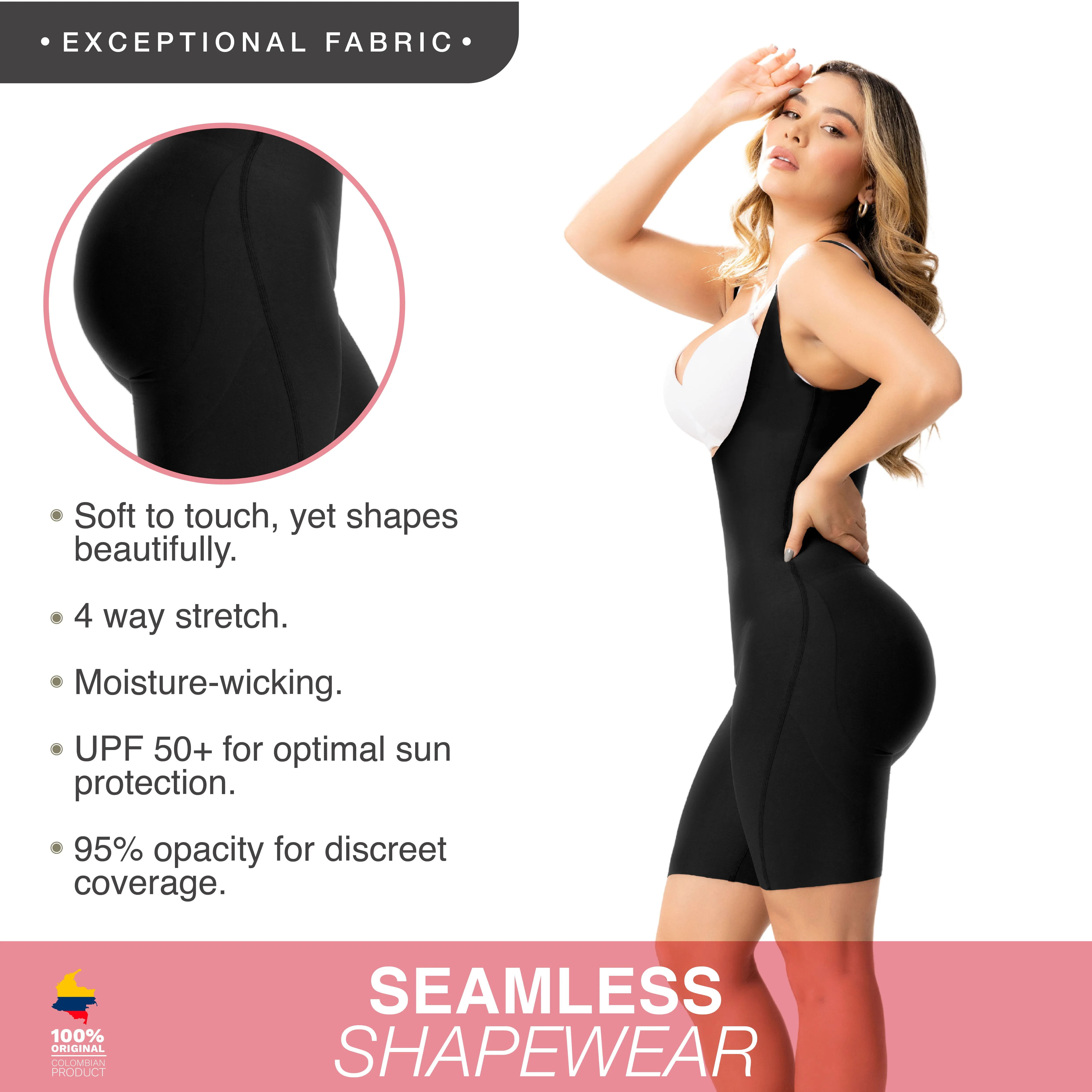 Sonryse SP46NC Soft Buttock Lift Shapewear Tummy Control Bodysuit Open Bust & Mid-thigh