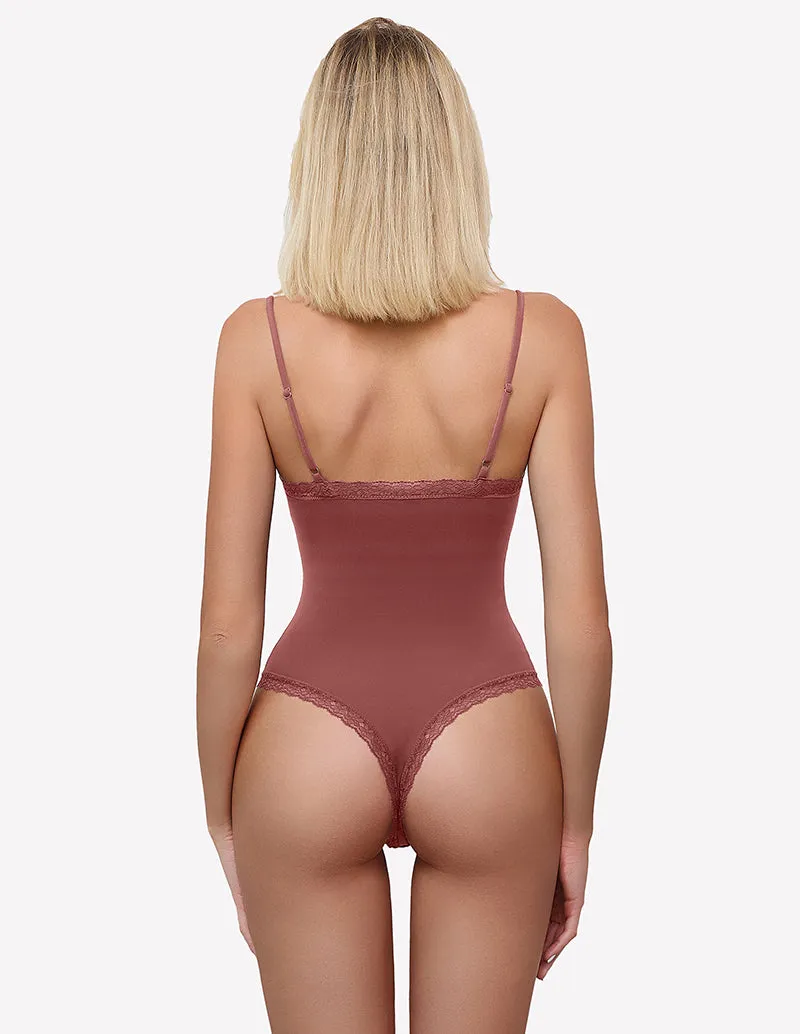 Square Neck Lace Bodysuit Tank Top