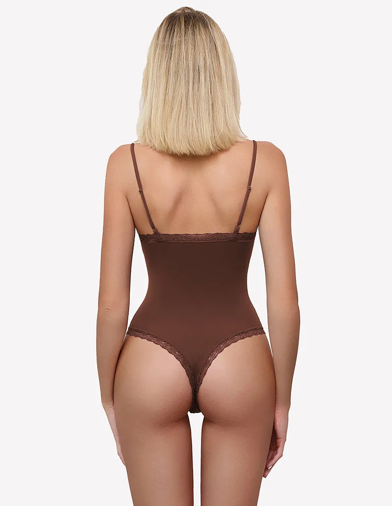 Square Neck Lace Bodysuit Tank Top