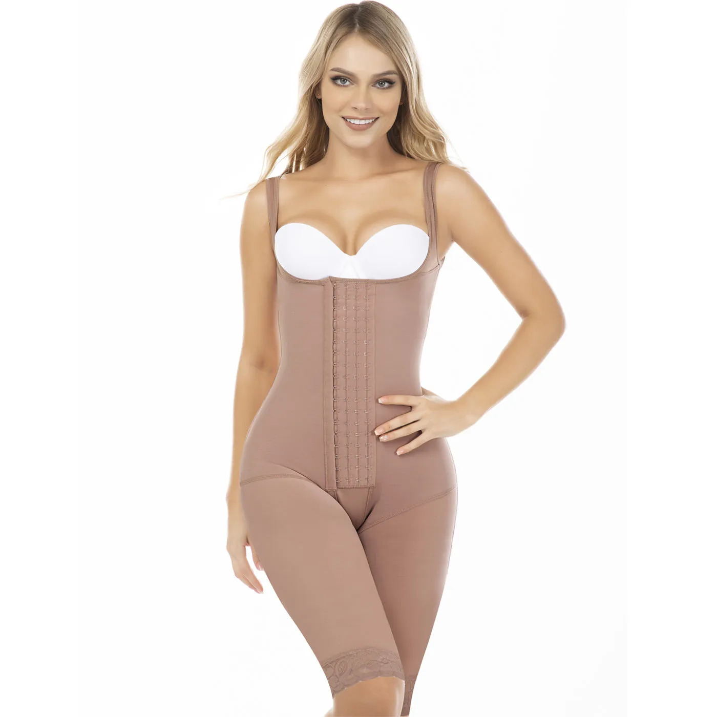 Thigh Liposuction Post-Surgery Faja with hook&eye compression levels, High back & Open bust MariaE FQ111