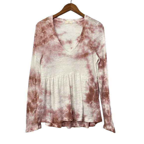 TLA Tie Dye Peplum Long Sleeve
