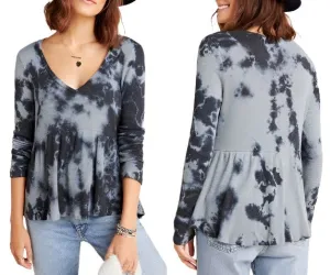 TLA Tie Dye Peplum Long Sleeve