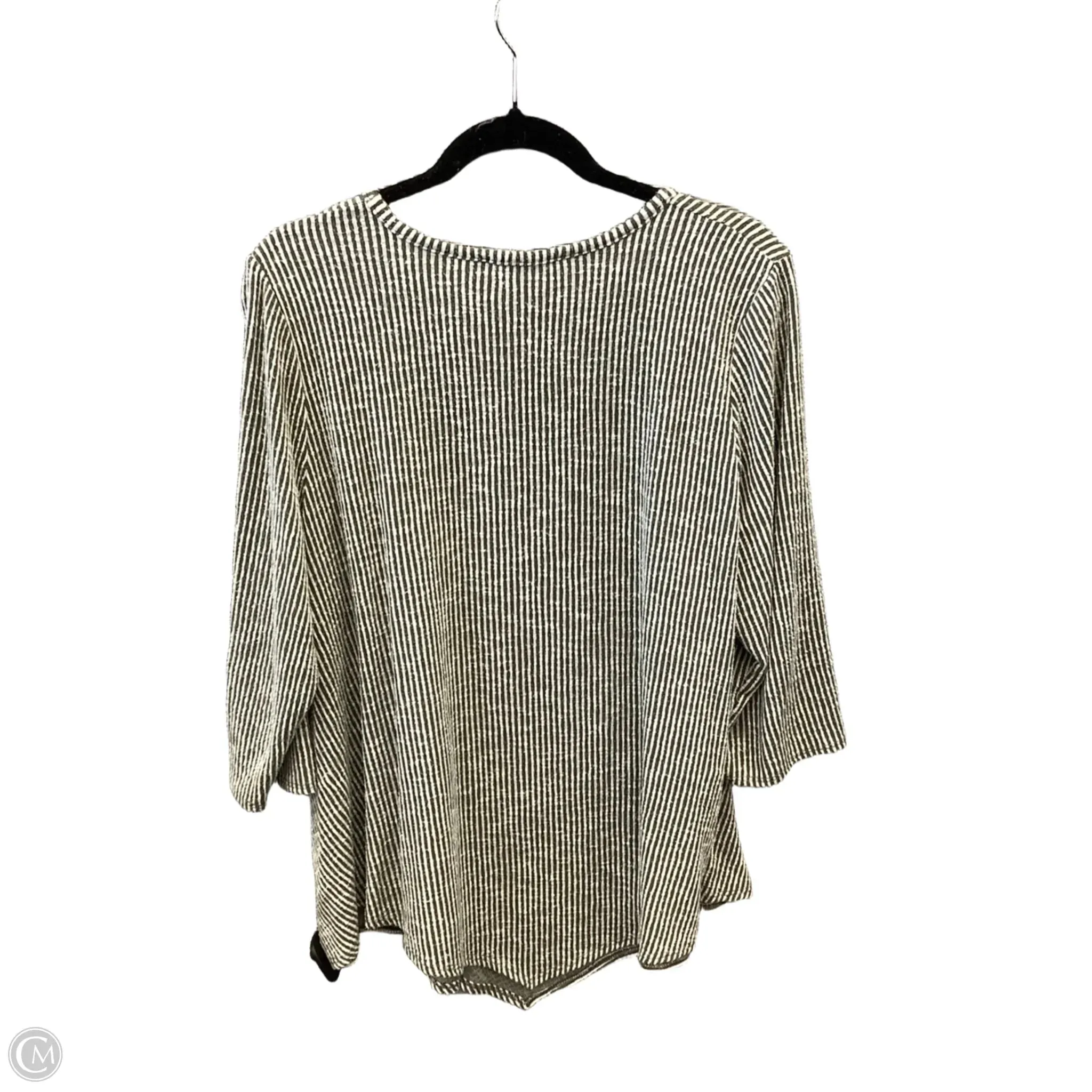 Top Long Sleeve By Clothes Mentor In Green & White, Size: 2x