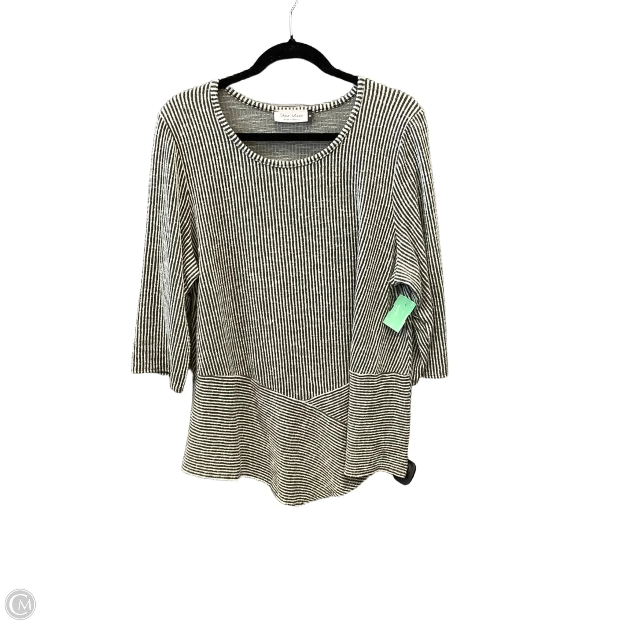 Top Long Sleeve By Clothes Mentor In Green & White, Size: 2x