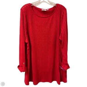 Top Long Sleeve By Kim Rogers In Red, Size: 1x