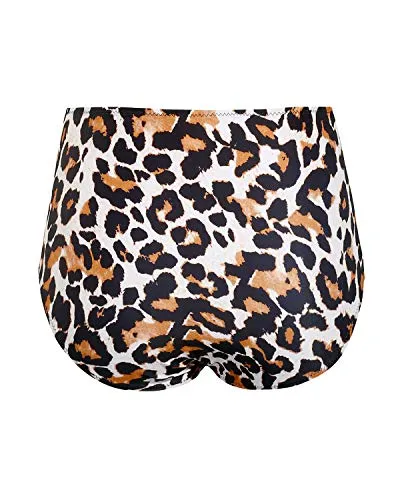 Tummy Control High Waisted Bikini Bottom For Ladies-Leopard