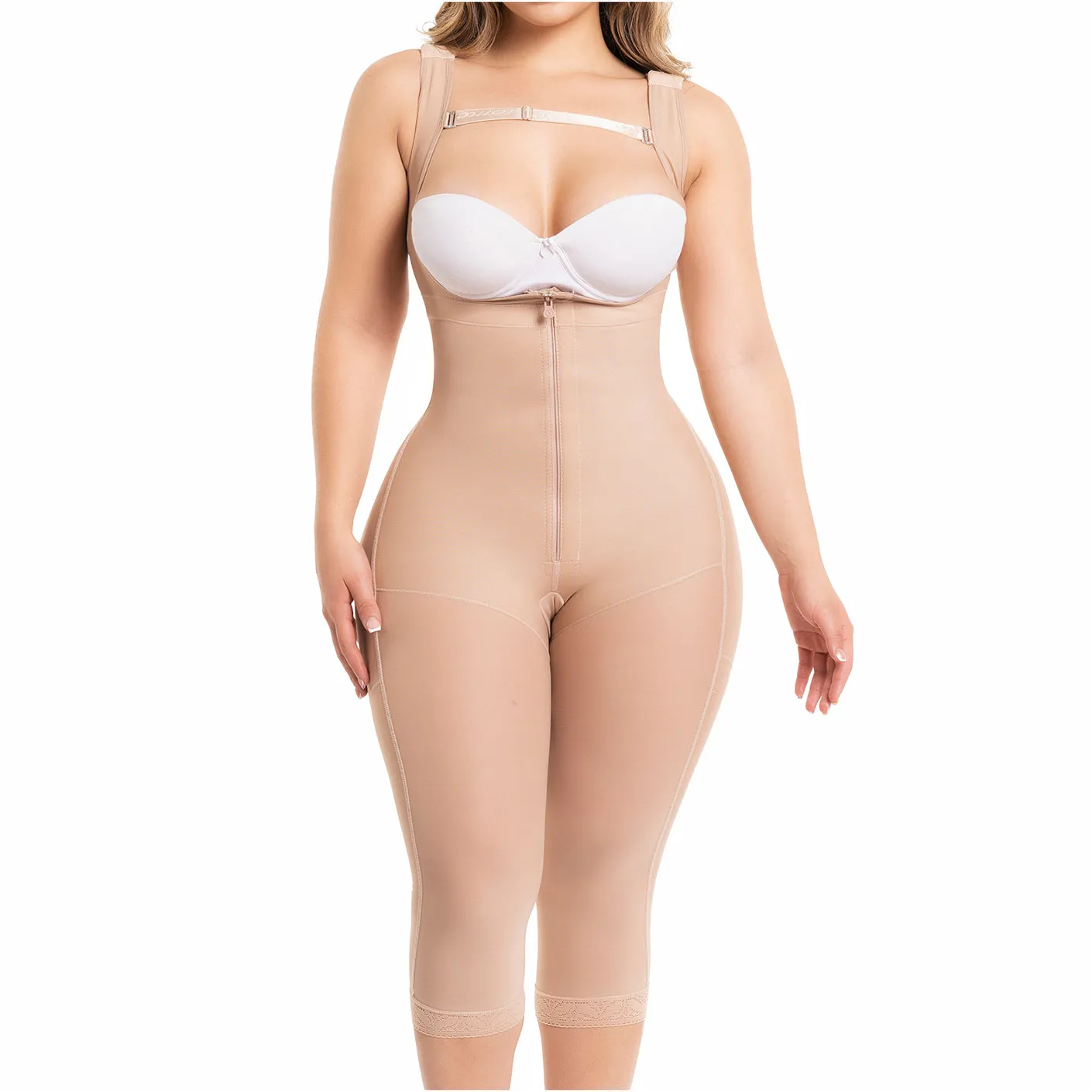 Tummy Tuck and Thigh Liposuction Post-Surgery Faja with Closure System, Bathroom-Friendly Crotch & High Compression Salome 0520