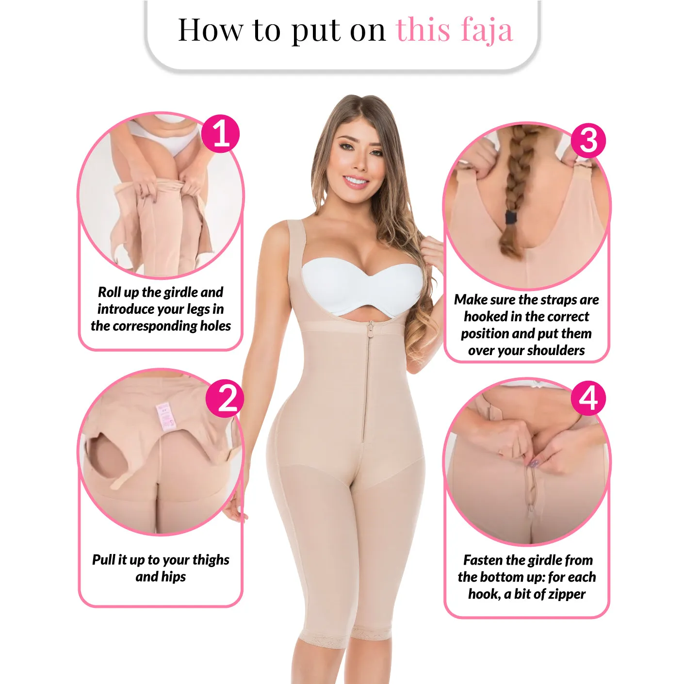 Tummy Tuck and Thigh Liposuction Post-Surgery Faja with Closure System, Bathroom-Friendly Crotch & High Compression Salome 0520