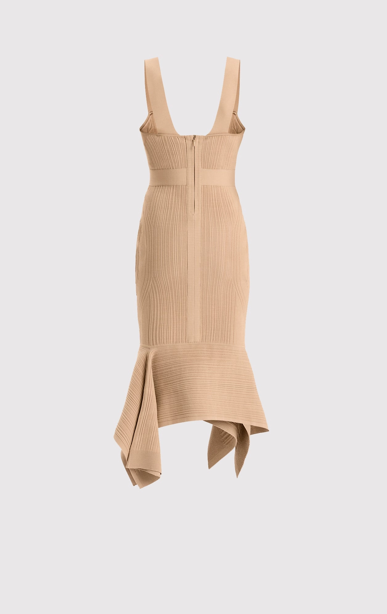 VARIEGATED RIB FISHTAIL MIDI DRESS