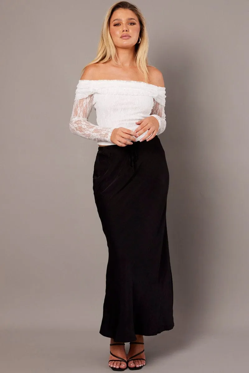 White Off Shoulder Top Long Sleeve