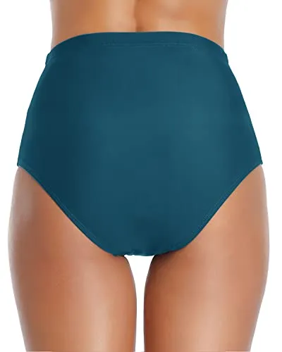 Women Retro High Waisted Bikini Bottoms Tummy Control Swimsuit Bottoms