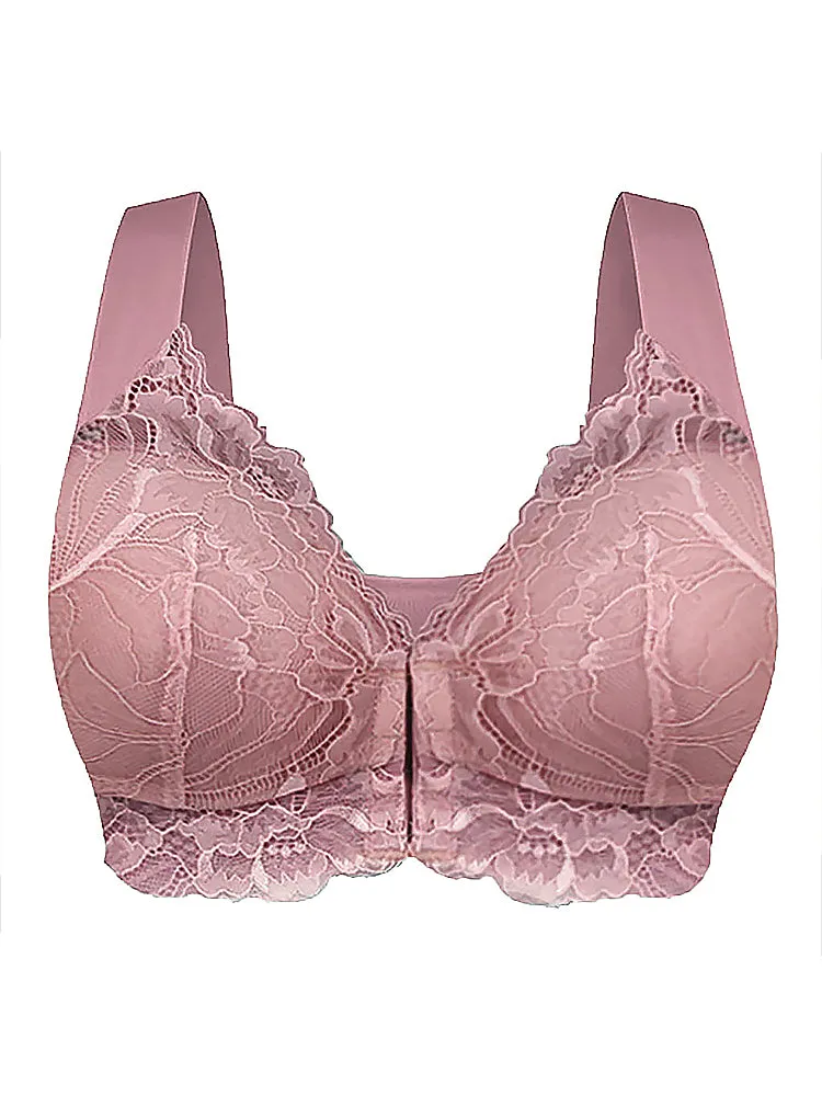 Women's Seamless Lace Front Close Wireless Bra