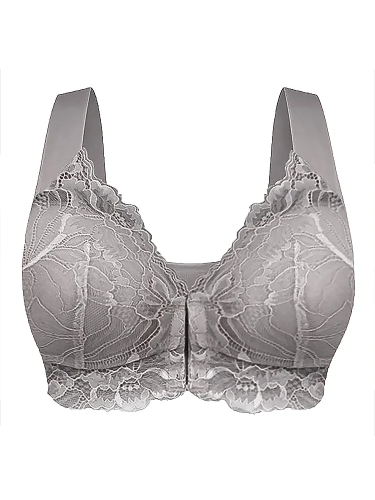 Women's Seamless Lace Front Close Wireless Bra