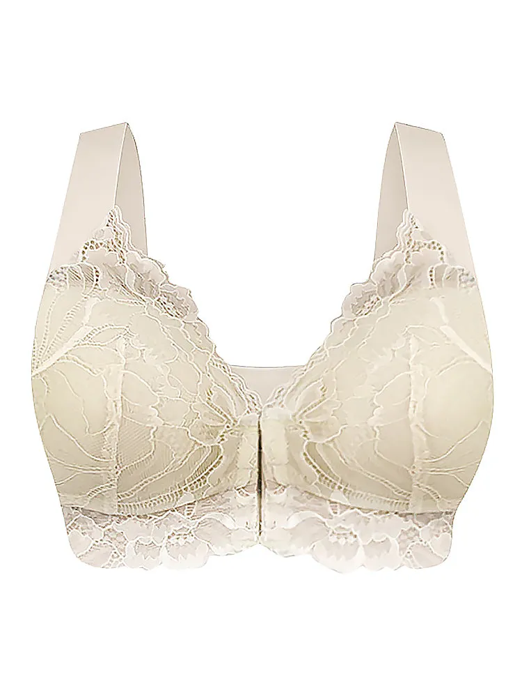 Women's Seamless Lace Front Close Wireless Bra