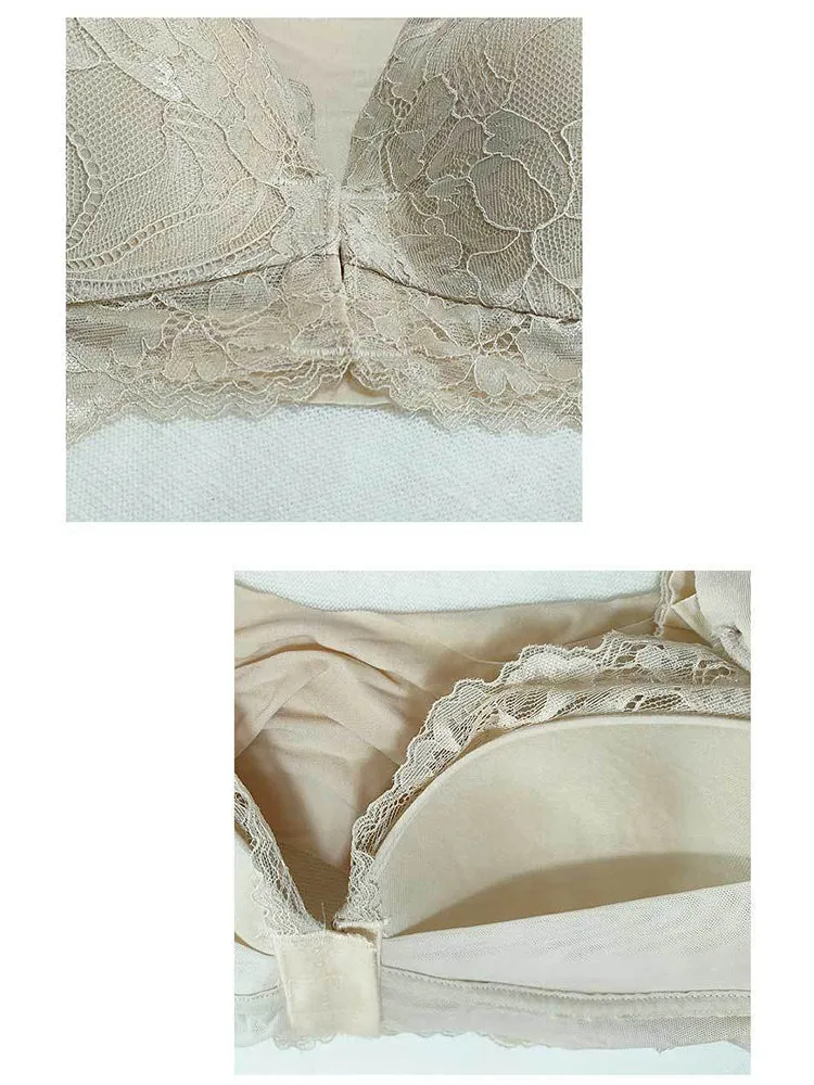 Women's Seamless Lace Front Close Wireless Bra