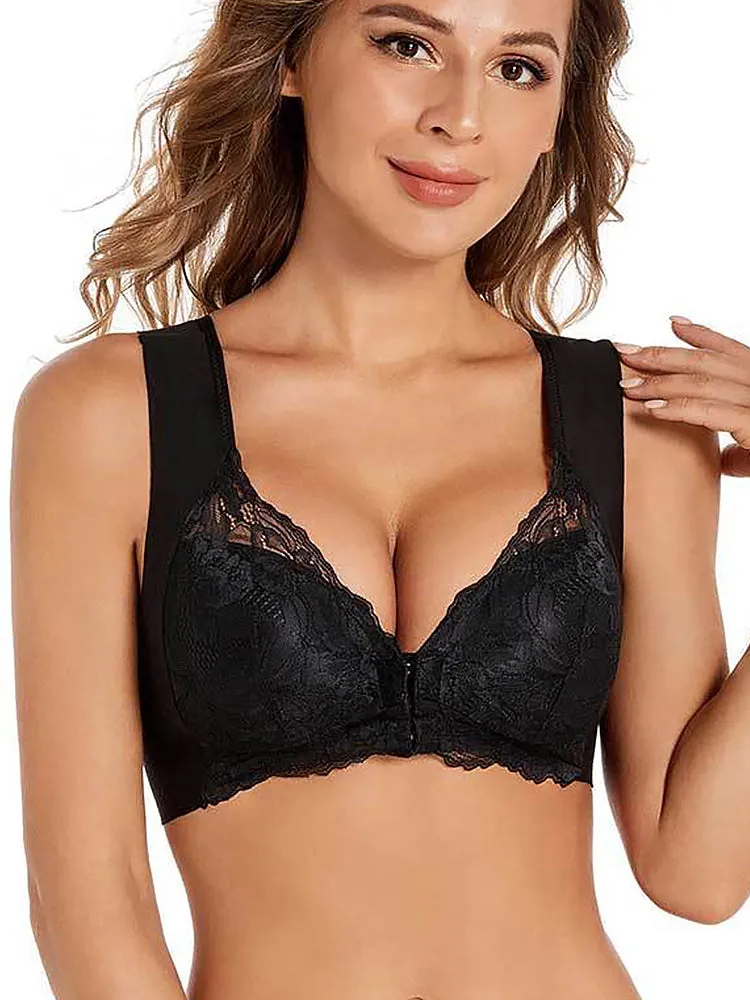 Women's Seamless Lace Front Close Wireless Bra