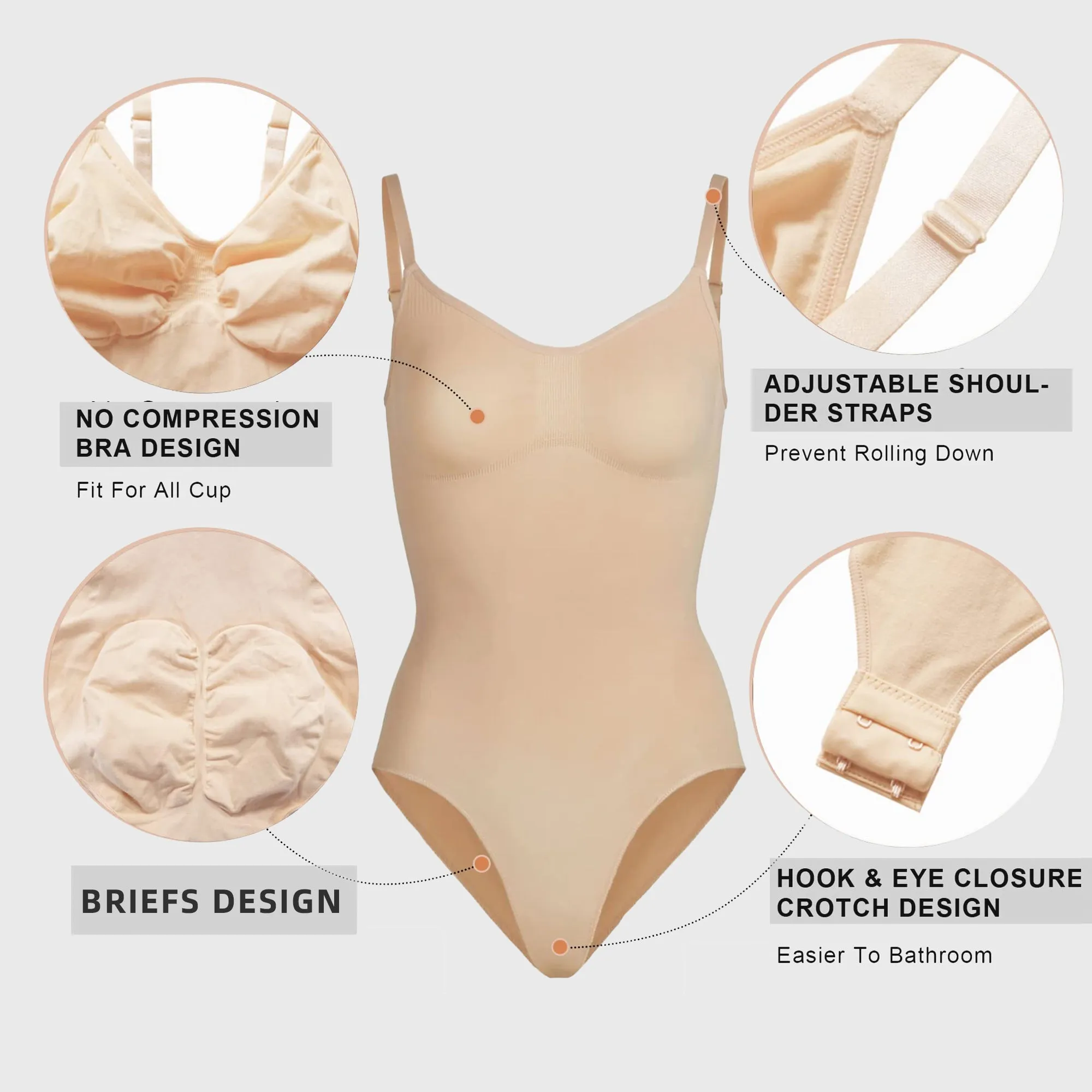 YIANNA Women Shapewear Tummy Control Bodysuit Seamless Sculpting Snatched Waist Body Suit Brief