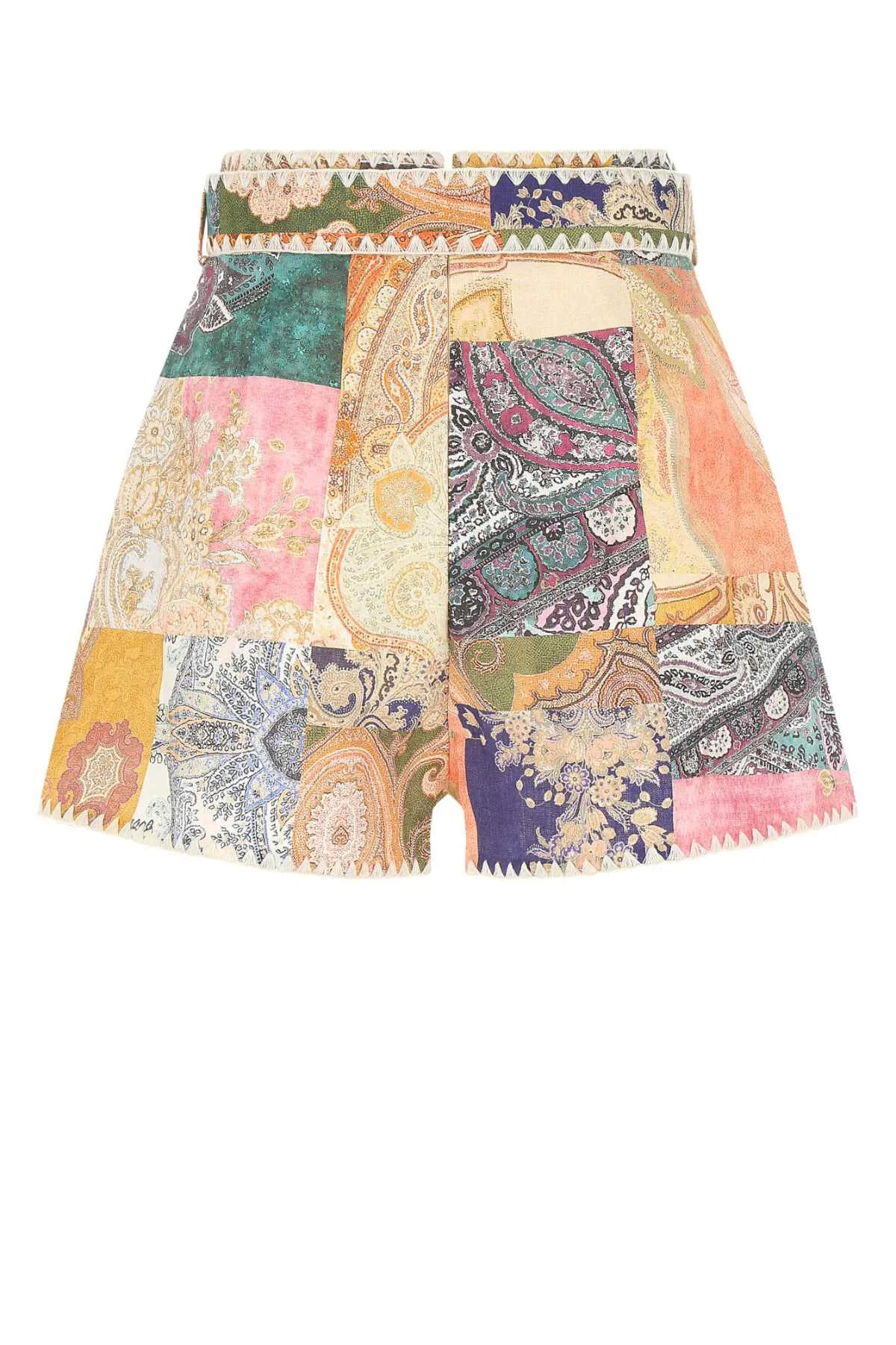 Zimmermann High Waist Belted Paisley Shorts