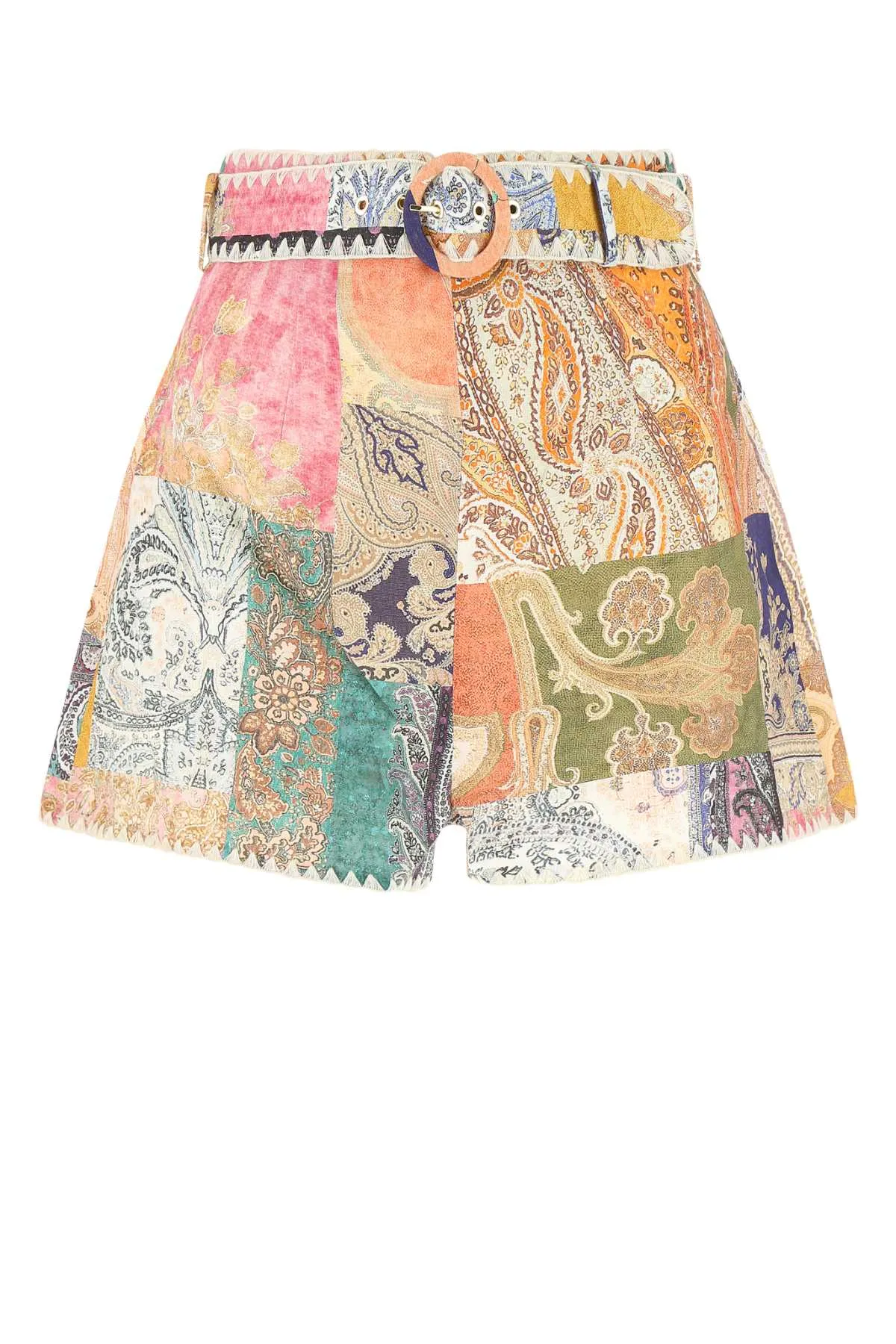 Zimmermann High Waist Belted Paisley Shorts
