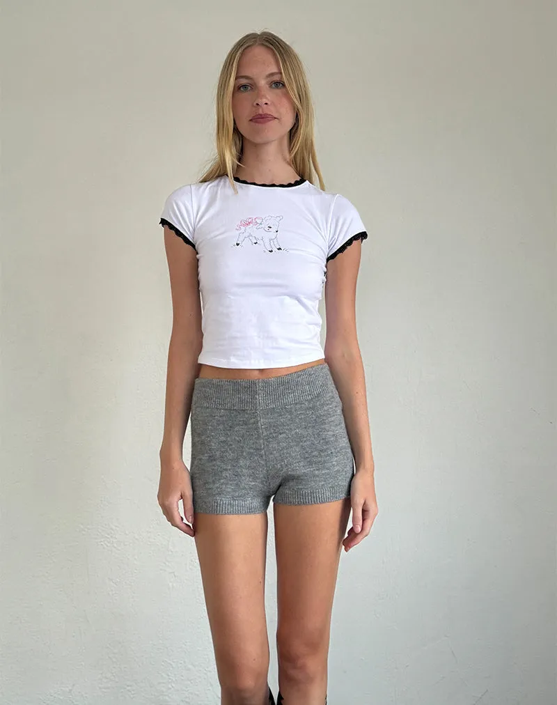 Zyzy Baby Tee in White with Sheep Print